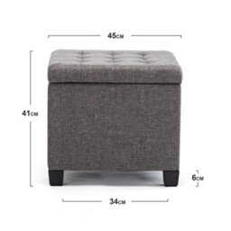 Hnnhome Pouffe Footstool Ottoman Storage Box,45Cm Cube Strong Wooden Frame Linen Seat Chair With Lids For Bedroom(Charcoal) - thumbnail 3