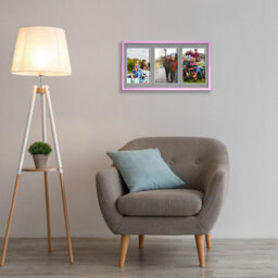 AK Frames 40X20Cm Pastel Pink Sleek Multi Photo Frame With Mid Grey Mount - Holds 3 Apertures (3X) 6X4 Photos - thumbnail 3