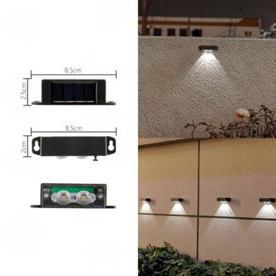 Amorly 4 Pack Solar Powered Outdoor Wall Lights, Dusk To Dawn 2Led Convex Lens Warm Light, Waterproof Decor Lamp For Fencing, Decking - image 1