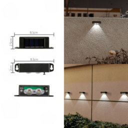 Amorly 4 Pack Solar Powered Outdoor Wall Lights, Dusk To Dawn 2Led Convex Lens Warm Light, Waterproof Decor Lamp For Fencing, Decking - thumbnail 1