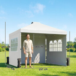 Outsunny Pop Up Gazebo Waterproof Height Adjustable 3 X 3 (M) White - thumbnail 3