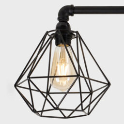 Valuelights Luiggi Industrial Satin Black 3 Way Bar Pipework Ceiling Light With Black Metal Shades - thumbnail 3
