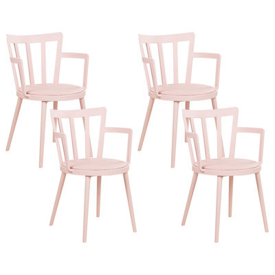 Beliani Set Of 4 Dining Chairs Morill Pastel Pink - image 1