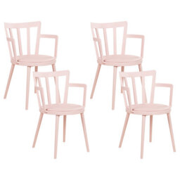 Beliani Set Of 4 Dining Chairs Morill Pastel Pink