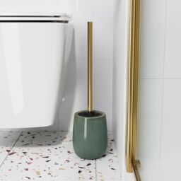 GoodHome Boann Gloss Green Reactive Glaze Effect Ceramic Toilet Brush & Holder - thumbnail 6