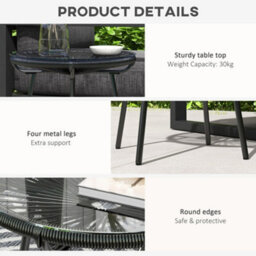 Wyld Haus Antigua Black Round Rattan Outdoor Bistro Table With Tempered Glass Top, 50 X 50 X 50 Cm - thumbnail 7