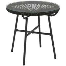 Wyld Haus Antigua Black Round Rattan Outdoor Bistro Table With Tempered Glass Top, 50 X 50 X 50 Cm - thumbnail 2