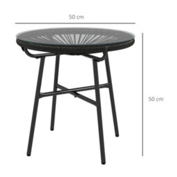 Wyld Haus Antigua Black Round Rattan Outdoor Bistro Table With Tempered Glass Top, 50 X 50 X 50 Cm - thumbnail 4