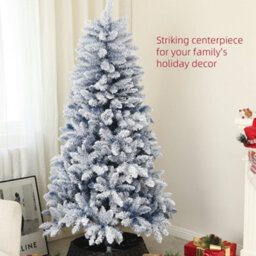 Homcom 6 Foot Artificial Blue Snow Flocked Christmas Tree With Hinged Branches - thumbnail 4