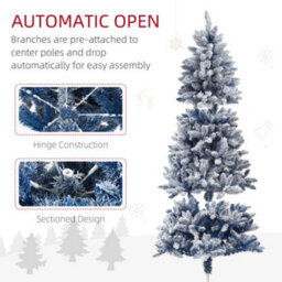 Homcom 6 Foot Artificial Blue Snow Flocked Christmas Tree With Hinged Branches - thumbnail 6