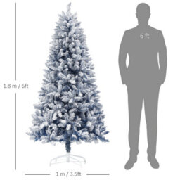 Homcom 6 Foot Artificial Blue Snow Flocked Christmas Tree With Hinged Branches - thumbnail 3