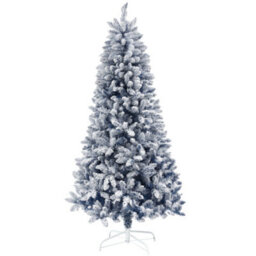 Homcom 6 Foot Artificial Blue Snow Flocked Christmas Tree With Hinged Branches - thumbnail 2