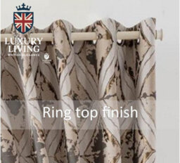 Luxury Living Luxury Diamond Jacquard Fully Lined Ring Top Curtains With Metallic Thread 168Cm X 183Cm Cream/gold - thumbnail 6