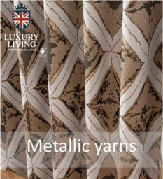 Luxury Living Luxury Diamond Jacquard Fully Lined Ring Top Curtains With Metallic Thread 168Cm X 183Cm Cream/gold - thumbnail 3