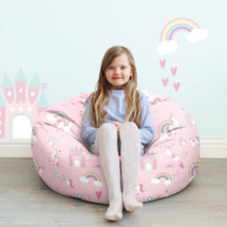 rucomfy Beanbags Rucomfy Indoor Unicorn Pattern Kids Classic Bean Bag - Soft Comfortable Chair - thumbnail 1
