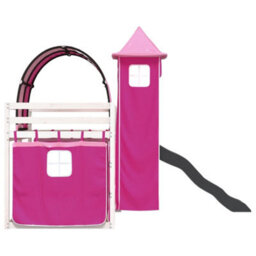 Berkfield Bunk Bed Without Mattress With Slide And Curtains Pink 90X190 Cm Single - thumbnail 9