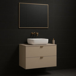 Impact Furniture Bathroom Vanity With Sink 600mm Wall Cabinet Worktop Countertop Unit Beige Floating Drawer Storage Dalia