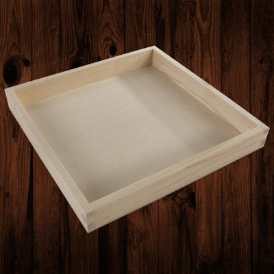 Woodeedoo Medium Square Shallow Wooden Display Tray Open Box Organiser Pine Jewellery Keys Coins Desk Home Décor 25 X 25 X 3 Cm - image 1