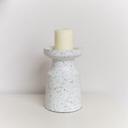 Melody Maison White Speckled Metal Round Pillar Candle Holder - 18Cm - thumbnail 2