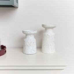 Melody Maison White Speckled Metal Round Pillar Candle Holder - 18Cm - thumbnail 5