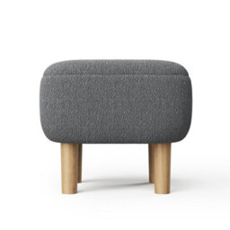 Darphe Grey Pouffe Foot Stool With Wooden Legs - thumbnail 2
