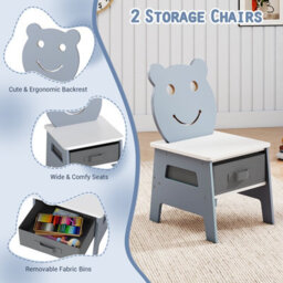 Gainoom Versatile Gray Kids Table & 2 Chairs Set Wooden Activity Table With Detachable Double-Sized Tabletop - thumbnail 6