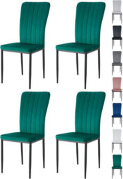 MCC Direct Set Of 4  High Back Dining Chairs Velvet Fabric Kitchen/dining Seating Green - Elle By Mcc