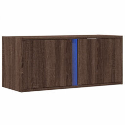 Berkfield Durable Tv Wall Cabinet With Led Lights Brown Oak 80X31X35 Cm - thumbnail 3