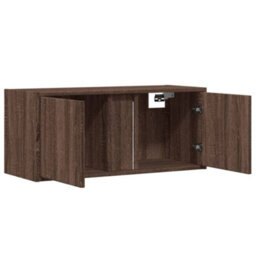 Berkfield Durable Tv Wall Cabinet With Led Lights Brown Oak 80X31X35 Cm - thumbnail 9