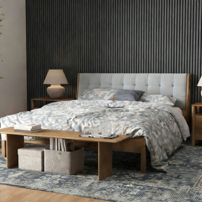 AVER-GROWTH Set Of 2 Wooden Modern Acoustic Wall Panels 240 X 60 Cm - Light Grey Oak Finish - image 1