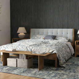 AVER-GROWTH Set Of 2 Wooden Modern Acoustic Wall Panels 240 X 60 Cm - Light Grey Oak Finish - thumbnail 1