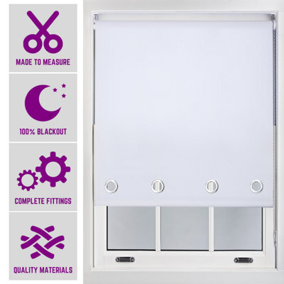 Furnished Made To Measure Blackout Roller Blinds With Big Round Eyelets - White Blind (W)240Cm (L)165Cm - image 1