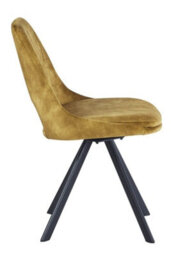 Flookburgh Mustard Velvet Swivel Dining Chairs Set Of 2 - thumbnail 4