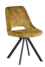 Flookburgh Mustard Velvet Swivel Dining Chairs Set Of 2 - thumbnail 2