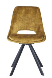Flookburgh Mustard Velvet Swivel Dining Chairs Set Of 2 - thumbnail 3