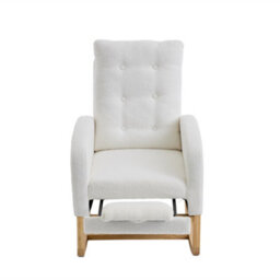 Btm Teddy Rocking Chair With Usb Charging Ports, Adjustable Footrest, Side Pocket, White, 121.5X66.5X102Cm - thumbnail 6