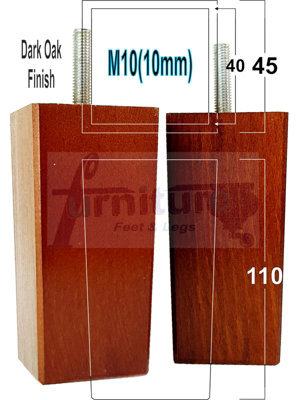 L&F 4X Replacement Furniture Legs Solid Wooden Feet 110mm High Sofas Chairs Settee Cabinets M10 Dark Oak - image 1