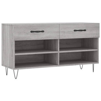 Berkfield Industrial Shoe Bench Grey Sonoma 102X35X55 Cm Engineered Wood - image 1
