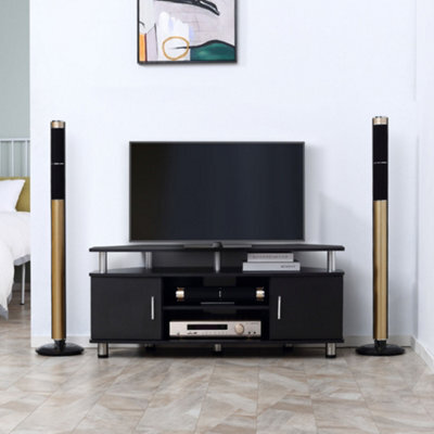 Homcom Tv Unit Cabinet With Storage Shelves Entertainment Center Black - image 1