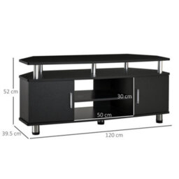 Homcom Tv Unit Cabinet With Storage Shelves Entertainment Center Black - thumbnail 3