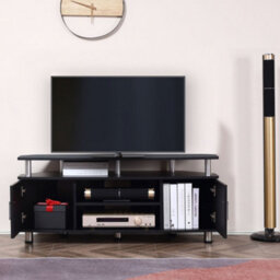 Homcom Tv Unit Cabinet With Storage Shelves Entertainment Center Black - thumbnail 7