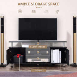 Homcom Tv Unit Cabinet With Storage Shelves Entertainment Center Black - thumbnail 5