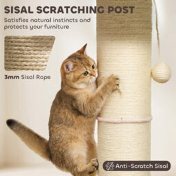 Pawhut Cat Tree, Flower Cat Scratching Post With Thick Sisal Post, Pink - thumbnail 7