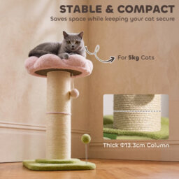 Pawhut Cat Tree, Flower Cat Scratching Post With Thick Sisal Post, Pink - thumbnail 5