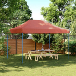 Walplus Foldable Party Tent Garden Gazebo Canopy Pop-Up Terracotta 410X279X315 Cm