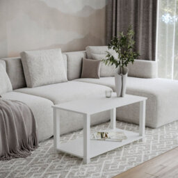 Urbn-Living Urbnliving 80Cm Width White 2 Tier Coffee Side Table With Shelf Tv Stand - thumbnail 2