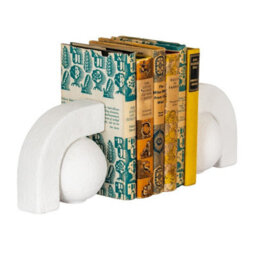 Hill Interiors Ashen Book Ends - Ceramic - L9 X W27 X H13 Cm - White - thumbnail 2