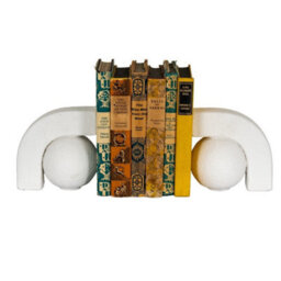 Hill Interiors Ashen Book Ends - Ceramic - L9 X W27 X H13 Cm - White - thumbnail 3