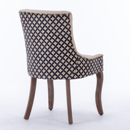 HomeTouch Bewley Set Of 4 Linen Upholstered Kitchen Dining Chairs With High Back And Oak Legs Vintage Accent Chairs Beige - thumbnail 8