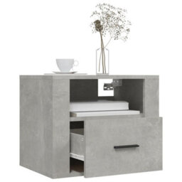 Berkfield Wall-Mounted Bedside Cabinet Concrete Grey 50X36X40 Cm - thumbnail 4